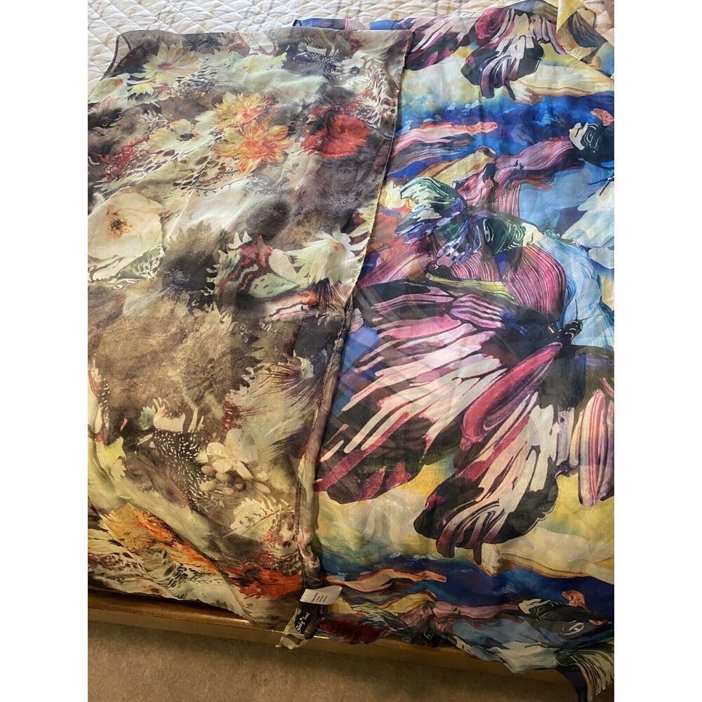 Slinky Brand Large Beautiful Colorful Scarfs (2) Vintage.